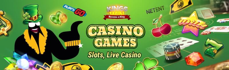 kingswin casino provides different casino games like slot machines, เกมการพนันสดอย่างแบล็คแจ็ค, บาคาร่าและรูเล็ต-โลโก้