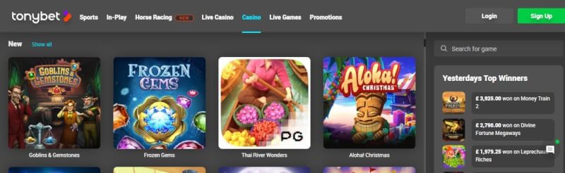 TonyBet Casino is made amazing nevertheless collection of games supplied by several computer software designers. There is all gambling games and bonuses from the homepage-logo