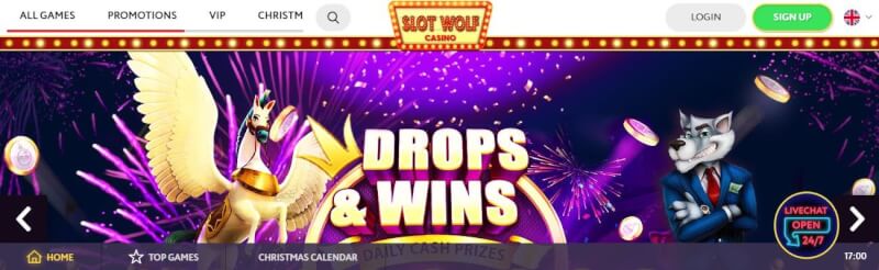 slotwolf homepage provides casino games and offers for new players-logo