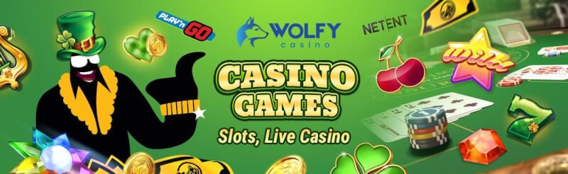 wolf casino offers numerous casino games like slots, เกมคาสิโนสดอย่างแบล็คแจ็ค, บาคาร่าและรูเล็ต-โลโก้