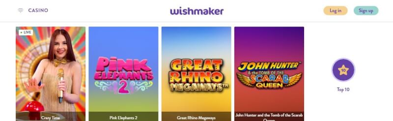 wishmaker casino website offers gambling games, พิเศษฝากครั้งแรกและโปรโมชั่นสำหรับผู้เล่นใหม่โลโก้