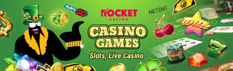 rocket casino offers numerous casino games like slot machines, เกมคาสิโนสดอย่างแบล็คแจ็ค, บาคาร่าและรูเล็ต-โลโก้