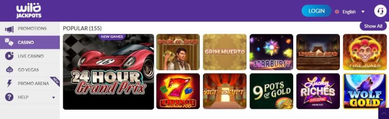 wild jackpots casino homepage offers casino games and offers for brand new players-logo