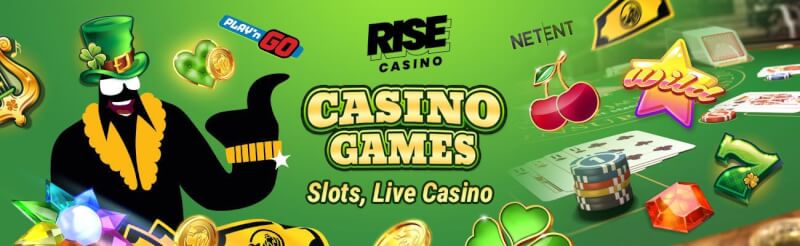 rise casino provides various casino games like slot machines, เกมคาสิโนแบบเรียลไทม์อย่างแบล็คแจ็ค, บาคาร่าและรูเล็ต-โลโก้
