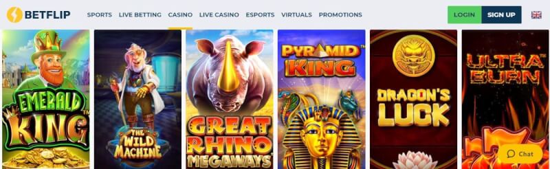 betflip casino homepage casino lobby offers sports, live wagering, เกมส์การพนัน, real time casino and promotions-logo