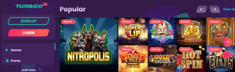 turbico casino homepage provides casino games, โบนัสเงินฝากครั้งแรกและโปรโมชั่นสำหรับผู้เล่นใหม่-โลโก้