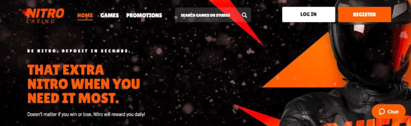 nitro homepage provides gambling games and promotions for brand new players-logo