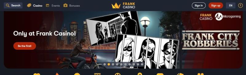 frank casino website provides gambling games, โบนัสเงินฝากครั้งแรกและแคมเปญสำหรับผู้เล่นใหม่-โลโก้