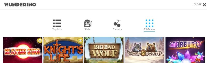 wunderino website offers promotions, gambling games and registration-logo