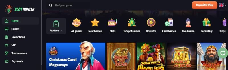 slothunter lobby offers gambling games, campaigns, vip players, casino tournaments and repayment options-logo