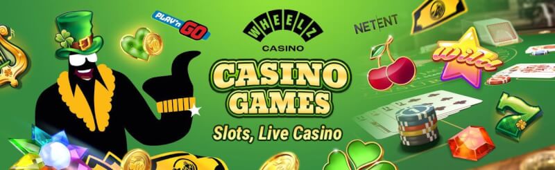 wheelz offers various casino games like slot machines, เกมคาสิโนแบบเรียลไทม์อย่างแบล็คแจ็ค, บาคาร่าและรูเล็ต-โลโก้