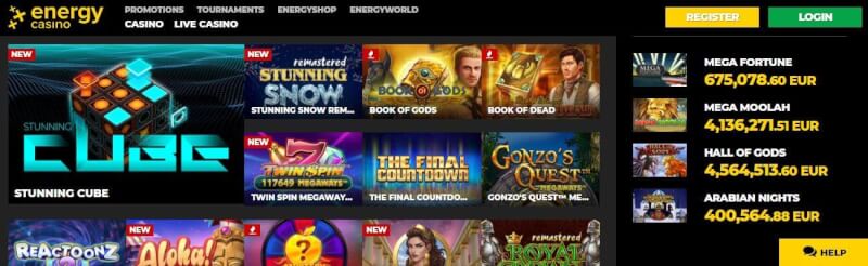 energy casino homepage provides casino games and offers for new players-logo