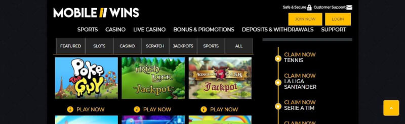 mobile gains casino website provides gambling games, โบนัสเงินฝากครั้งแรกและโปรโมชั่นสำหรับผู้เล่นใหม่ - โลโก้