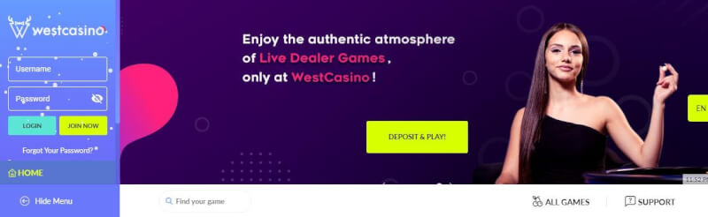 westcasino homepage offers casino games, โบนัสเงินฝากครั้งแรกและโปรโมชั่นสำหรับผู้เล่นใหม่-โลโก้