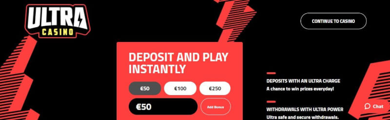 ultra casino lobby provides deposit and play instantly options using Trustly deposit-logo