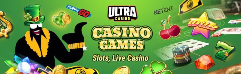 ultra casino provides numerous games like slots, รูเล็ต, blackjack and live casino games-logo