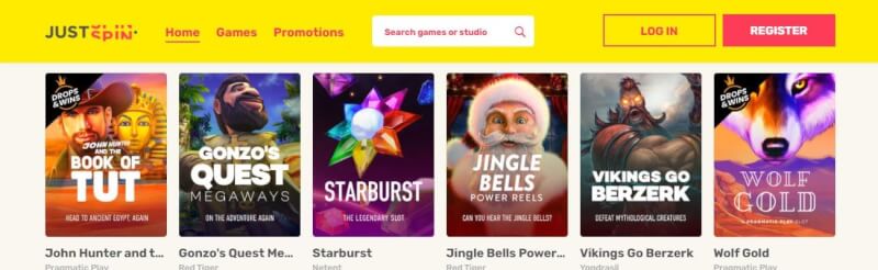 justspin website offers casino games, โบนัสเงินฝากครั้งแรกและแคมเปญสำหรับผู้เล่นใหม่-โลโก้