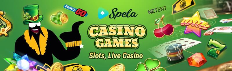 spela casino offers various casino games like slot machines, เกมการพนันสดอย่างแบล็คแจ็ค, บาคาร่าและรูเล็ต-โลโก้