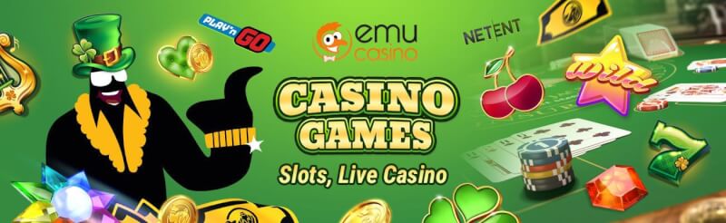emu casino provides different gambling games like slots, เกมการพนันแบบเรียลไทม์อย่างแบล็คแจ็ค, บาคาร่าและรูเล็ต-โลโก้