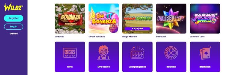 Wildz Casino features a straightforward yet nice lobby where you can quickly stay on course around. The campaigns, like the welcome bonus-logo