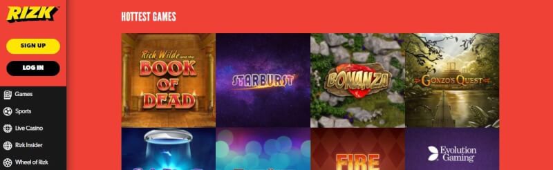 So if you have a preference, you will be aware immediately before pressing to the lobby. Rizk Live Casino Screenshot. Game Options and Features. Baccarat and other casino games-logo