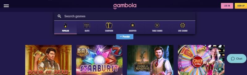 gambola website provides casino games and offers for new players-logo
