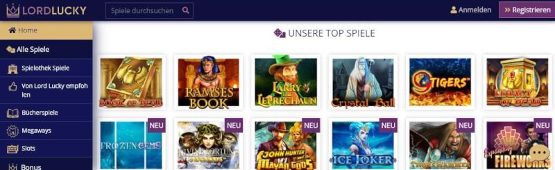 Lord Lucky website provides casino games, first deposit extra and campaigns for brand new german players-logo